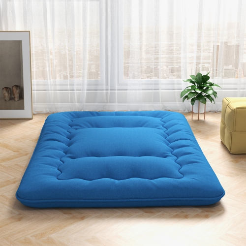 Costway Full/King/Queen/Twin Futon Mattress Japanese Floor Sleeping Pad Washable Cover Carry Bag Blue
