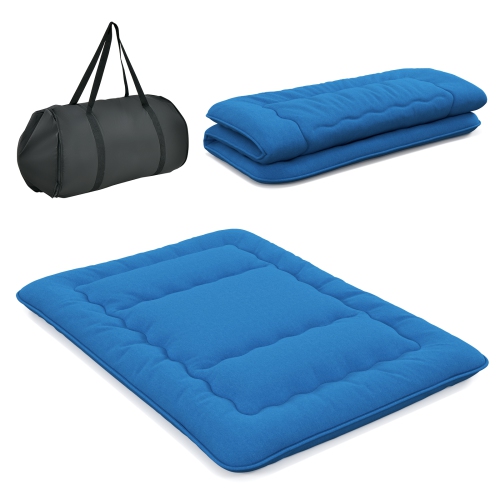 Matelas de futon double/très grand/grand lit/lit simple de Costway matelas de sol japonais housse lavable Sac de transport bleu