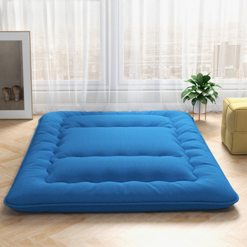 Costway Full/King/Queen/Twin Futon Mattress Japanese Floor Sleeping Pad Washable Cover Carry Bag Blue