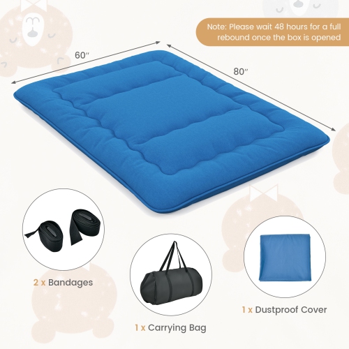 Costway Full/King/Queen/Twin Futon Mattress Japanese Floor Sleeping Pad Washable Cover Carry Bag Blue
