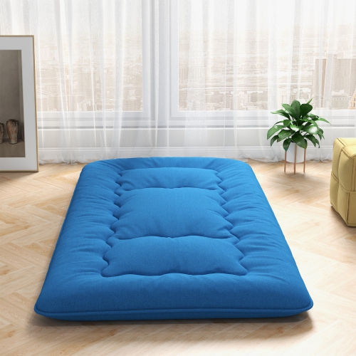 Costway Full/King/Queen/Twin Futon Mattress Japanese Floor Sleeping Pad Washable Cover Carry Bag Blue