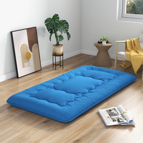 Costway Full/King/Queen/Twin Futon Mattress Japanese Floor Sleeping Pad Washable Cover Carry Bag Blue