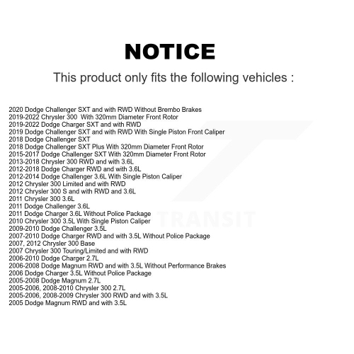 Front Semi-Metallic Disc Brake Pads SIM-1056 For Dodge Chrysler 300 Charger Challenger Magnum