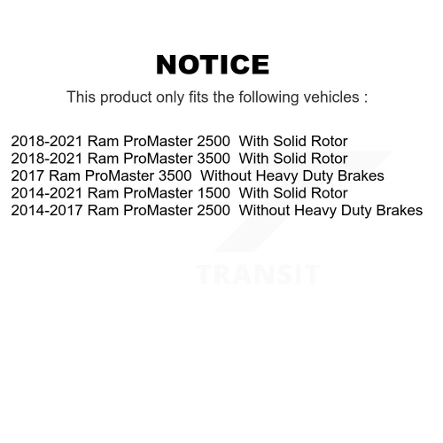 Rear Ceramic Disc Brake Pads CMX-D1490 For 2014-2021 Ram ProMaster 2500 3500 1500 With Solid Rotor