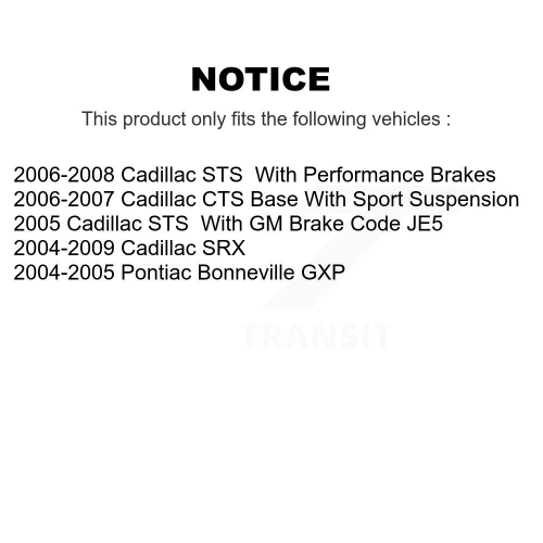 Front Semi-Metallic Disc Brake Pads PPF-D1019 For Cadillac CTS SRX STS Pontiac Bonneville