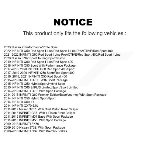 Rear Semi-Metallic Disc Brake Pads PPF-D1347 For INFINITI Q50 G37 Nissan 370Z Q60 M37 FX50 Z QX70