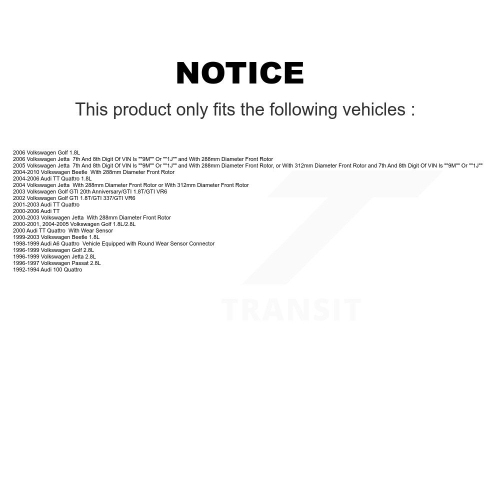 Plaquettes de frein à disque semi-métalliques avant SIM-687A pour Volkswagen Jetta Golf Beetle Audi TT Quattro A6 100