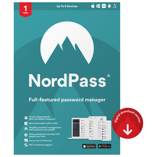 NordPass Premium - 6 Devices - 1 Year - Digital Download