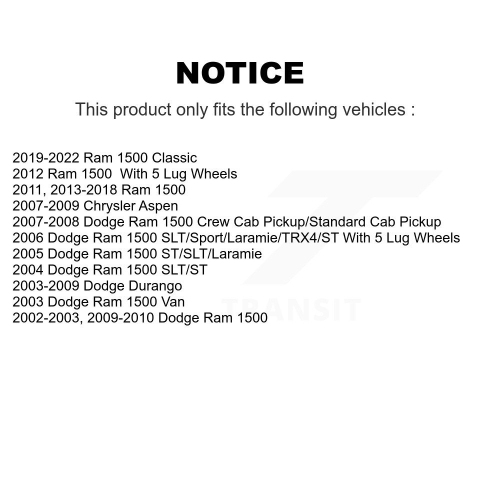 Rear Semi-Metallic Disc Brake Pads NWF-PRM898 For Ram 1500 Classic Dodge Durango Chrysler Aspen Van