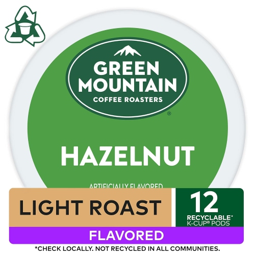 Green Mountain Coffee Roasters Hazelnut Keurig Single-Serve K-Cup pods, Light Roast Coffee, 12 Count