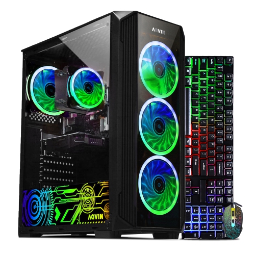 AQVIN Gaming PC  Zforce Desktop Tower Computer - Intel Core I5 Processor Up to 4.0Ghz 32GB Ddr4 Ram 1Tb SSD Geforce Rtx 4060 8GB Gddr6 Wifi Windows 11 Pro RGB Gaming Keyboard Mouse