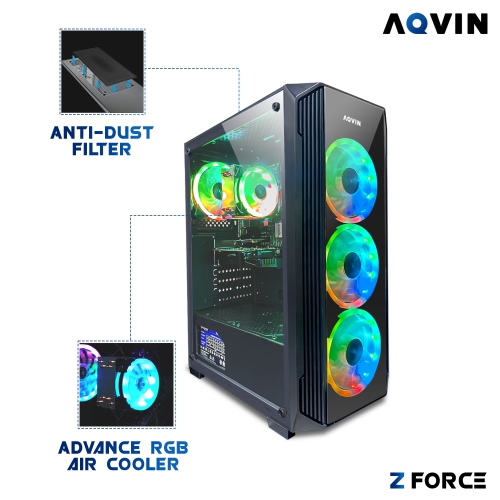 Gaming PC AQVIN ZForce Desktop Tower Computer - Intel Core i5 Processor up to 4.0GHz 32GB DDR4 RAM 2TB SSD Nvidia GeForce RTX 5060 8GB GDDR7 HDMI RGB