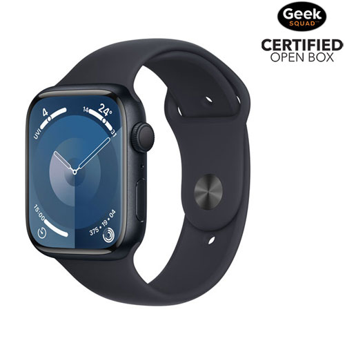 Open Box - Apple Watch Series 9 45mm Midnight Aluminium Case with Midnight Sport Band - S mall/Medium