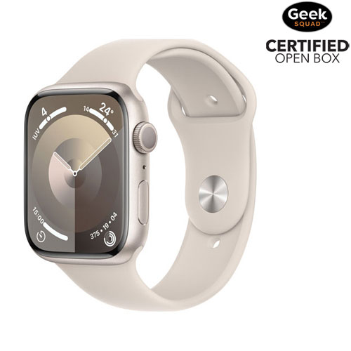 Boîte ouverte - Apple Watch Series 9 avec boîtier de 45 mm en aluminium comète et bracelet sport comète - Moyen/Grand