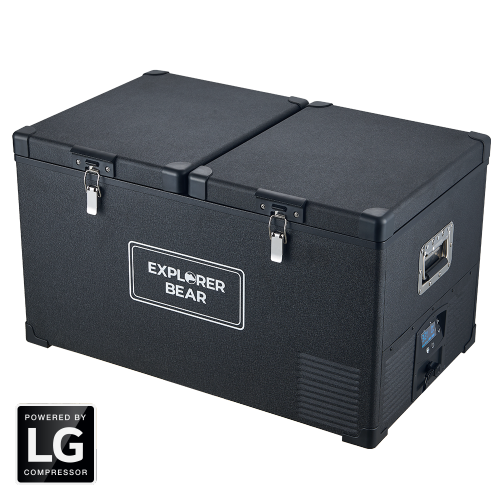 Réfrigérateur électrique portatif à deux zones 79,3QT/75&nbsp;L 12/24&nbsp;V d'Explorer Bear EX75&nbsp;DB alimenté par le compresseur de LG - EXPÉDIT