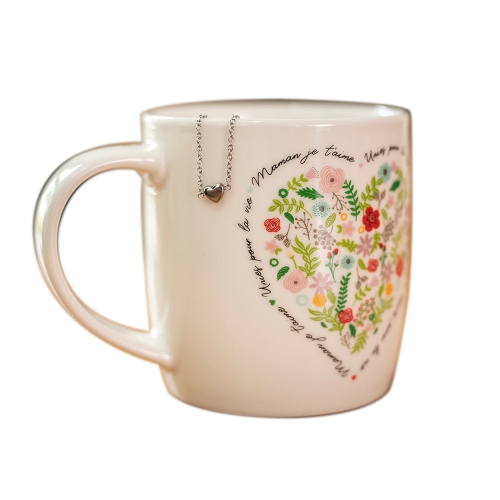 Chantal Lacroix - “Mom” Coffee Cup and Stainless Steel Bracelet Duo