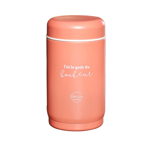 Chantal Lacroix - “Bonheur” Stainless Steel Thermos, 18oz Capacity, Coral