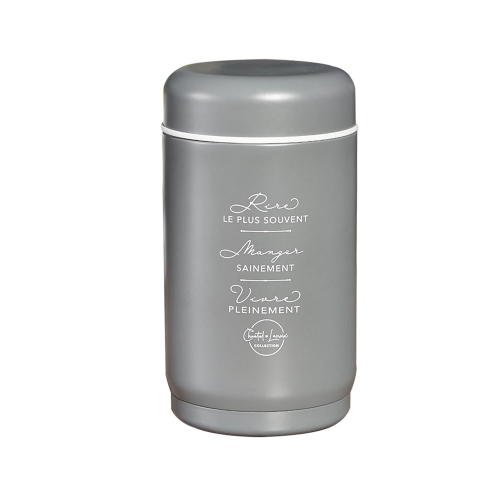 CHANTAL LACROIX  - “Rire-Manger-Vivre” Stainless Steel Thermos, 18OZ Capacity In Gray