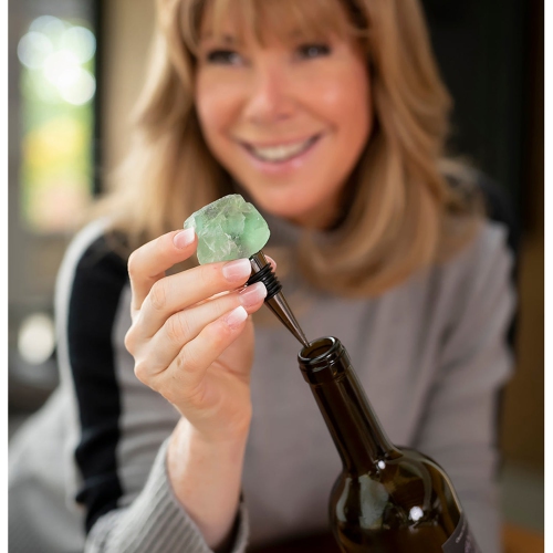 Chantal Lacroix - bouchon à vin en fluorite « Intuition » en acier inoxydable