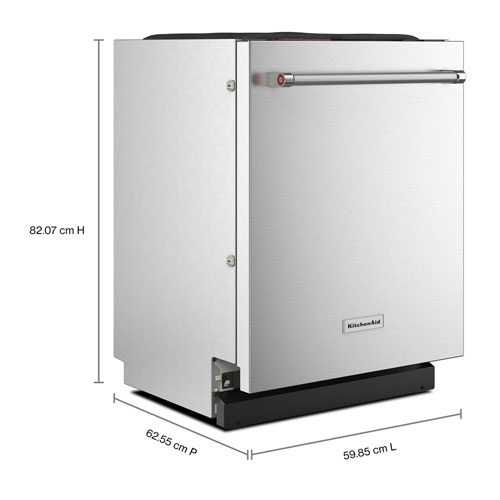 Lave-vaisselle encastrable 24 po 39 dB avec cuve inox et 3e panier de KitchenAid - Inox