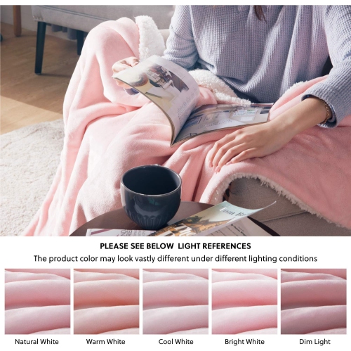 Bedsure Sherpa Fleece Twin Blanket for Couch - Thick and Warm Blankets, Soft and Fuzzy Blanket Twin Size for Sofa, Pink, 90x90 Inches