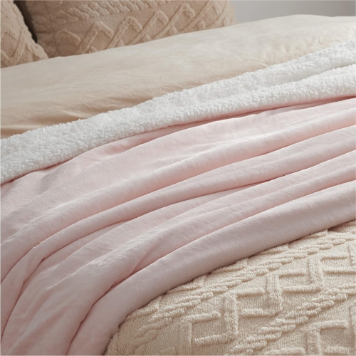 Bedsure Sherpa Fleece Throw Blanket for Couch - Thick and Warm Blankets, Soft and Fuzzy Throw Blanket for Sofa, Pink, 50x60 Inches