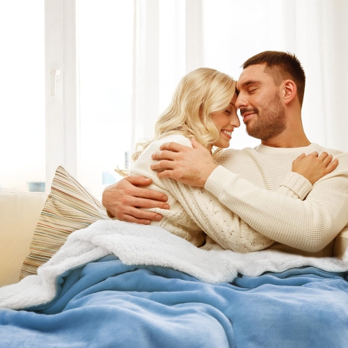 Bedsure Sherpa Fleece Twin Blanket for Couch - Thick and Warm Blankets, Soft and Fuzzy Blanket Twin Size for Sofa, Washed Blue, 60x80 Inches