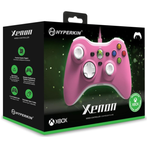 Pink Xenon Wired Controller for Xbox Series X/S, Xbox One, Windows 10/11
