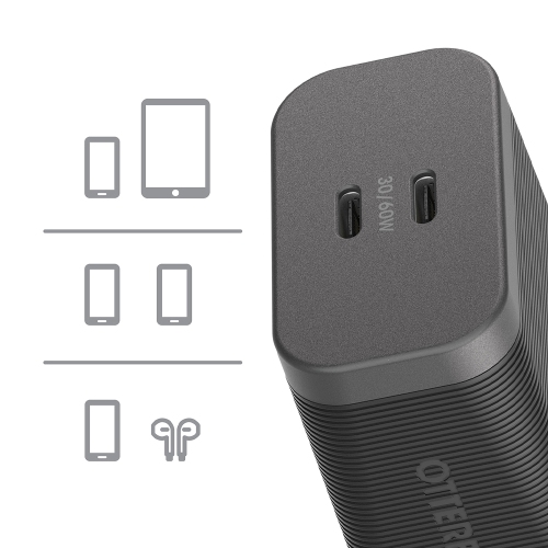 OtterBox Premium Pro Dual USB-C Wall Charger 60W GaN | Black