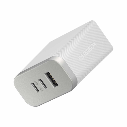 OTTERBOX  Premium Pro Dual USB-C Wall Charger W/extra USB-A 72W (USB-C 30Wx2 + USB-A 12W) In White Charger box