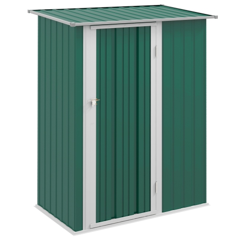 OUTSUNNY  5' X 3' Outdoor Storage Shed, Metal Garden Tool Shed With Pent Roof, Lockable Door for Tool, Equipment In Green