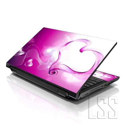 LSS  15 15.6 Inches Laptop Notebook Skin Sticker w 2 Wrist Pads - Reusable Cover Protector Vinyl Sticker Cover Decal Fits 13" - 16" - Heart 2
