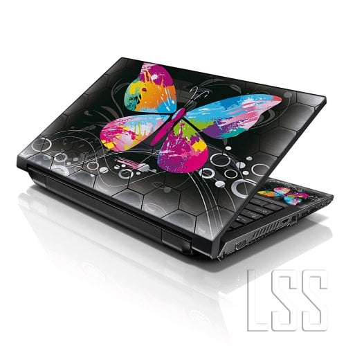 LSS  15 15.6 Inches Laptop Notebook Skin Sticker w 2 Wrist Pads - Reusable Cover Protector Vinyl Sticker Cover Decal Fits 13" - 16" - Multi Colored