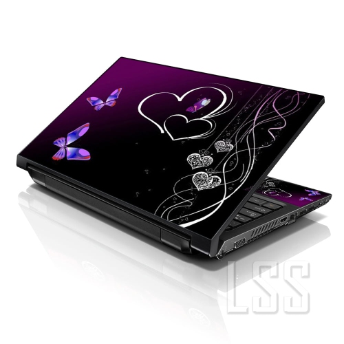 LSS 17 17.3 Inches Laptop Notebook Skin Sticker with 2 Wrist Pads - Reusable Cover Protector Vinyl Sticker Cover Decal Fits 17" - 19" - Purple