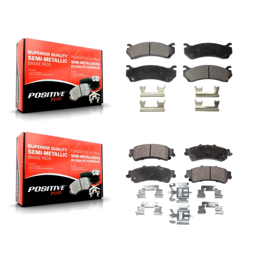 POSITIVE PLUS  Front Rear Semi-Metallic Brake Pad Kit for Chevrolet Gmc Silverado 1500 Sierra Classic Xl Kpf-100355