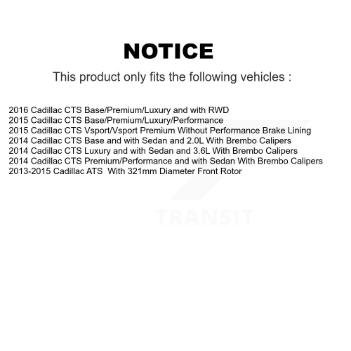 Front Rear Semi-Metallic Brake Pads Kit For Cadillac ATS CTS KSM-100486