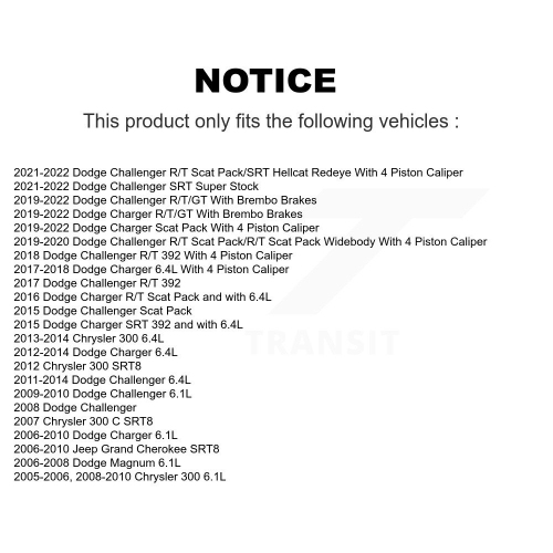 Front Rear Semi-Metallic Brake Pads Kit For Dodge Charger Chrysler 300 Challenger Jeep KPF-100060