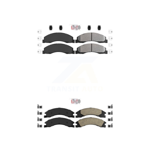 Image 1 of 10.. Front Semi-Metallic Rear Ceramic Disc Brake Pads Kit For Ford E-350 Super Duty E-250 KNF-101308