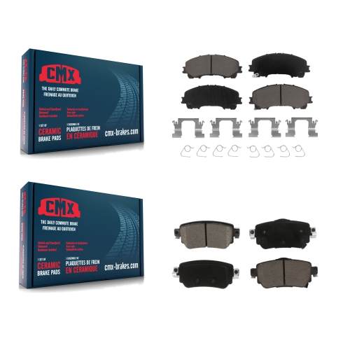 Front Rear Ceramic Brake Pads Kit For 2019 Nissan Rogue FULL HYBRID EV-GAS engine KCX-100557