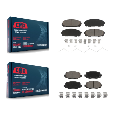 Front Rear Ceramic Brake Pads Kit For 2014-2022 Jeep Cherokee With Dual Piston Caliper KCX-100013