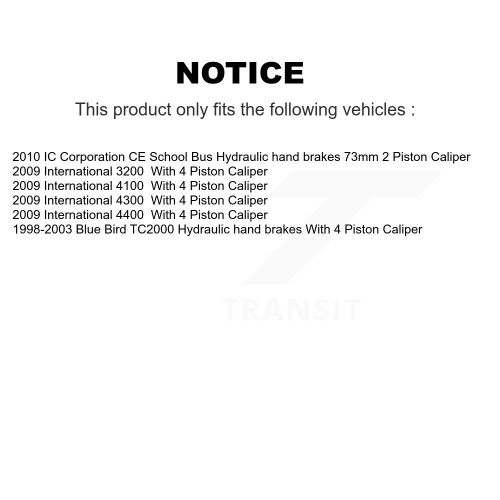 Front Rear Semi-Metallic Disc Brake Pads Kit For Blue Bird International IC Corporation KNF-101577