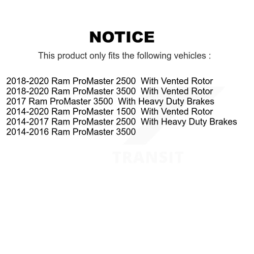 Front Rear Semi-Metallic Disc Brake Pads Kit For 2014-2020 Ram ProMaster 2500 3500 1500 KNF-101388