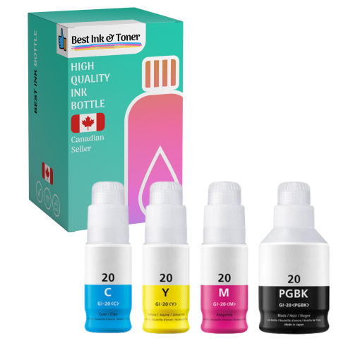 Best Ink Compatible Ink Bottle Replacements for GI-20 Compatible Ink Bottle Combo PGBK/C/M/Y