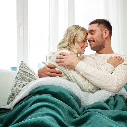 Bedsure Sherpa Fleece Throw Blanket for Couch - Thick and Warm Blankets, Soft and Fuzzy Throw Blanket for Sofa, Forest Green, 60x80 Inches