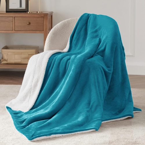 Bedsure Sherpa Fleece Throw Blanket for Couch - Thick and Warm Blankets, Soft and Fuzzy Throw Blanket for Sofa, Teal, 50x60 Inches
