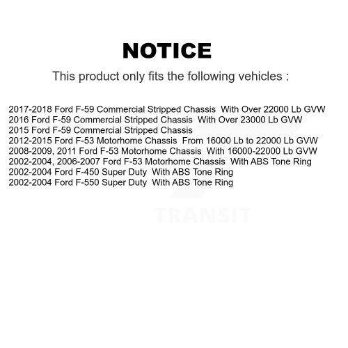 Rear Brake Rotor And Semi-Metallic Pad Kit For Ford F-550 Super Duty F-450 F-53 Motorhome K8A-100733