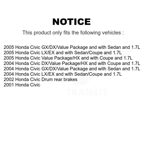 Disques de frein à disque avant arrière, plaquettes et tambours en céramique pour Honda Civic K K-8&nbsp;A-100195