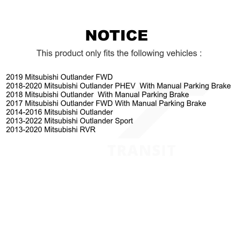 Ensemble de disques de frein arrière et plaquettes en céramique pour Mitsubishi RVR Outlander PHEV Sport 8&nbsp;A-101045