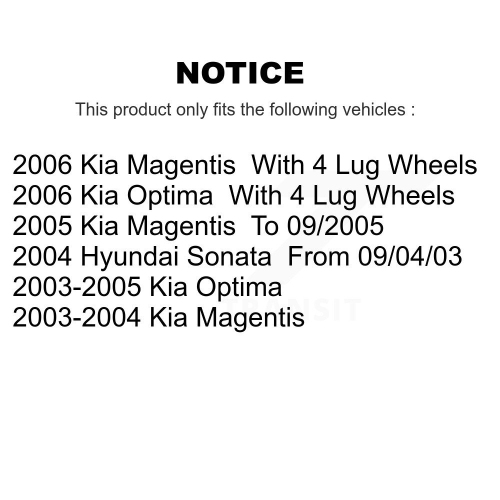 Front Rear Ceramic Pads And Disc Brake Rotors Kit For Hyundai Sonata Kia Optima Magentis K8A-102498