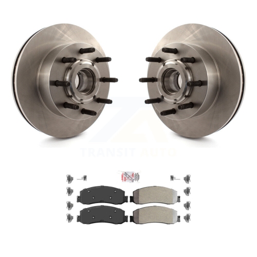 Moyeu de disque de frein avant et jeu de plaquettes semi-métalliques pour Ford F-350 Super Duty F-250 RWD 8&nbsp;A-100059